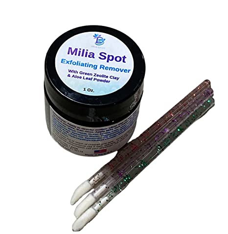 Milia Spot Treatment, Green Zeolite Clay , Glycolic Acid, Lactic Acid and Aloe Leaf Powder, 1 Ounce Jar, Made in The USA